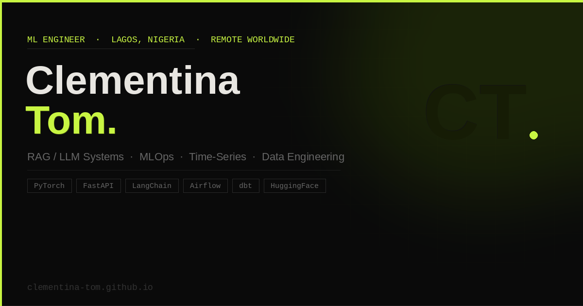 Clementina Tom — ML Engineer